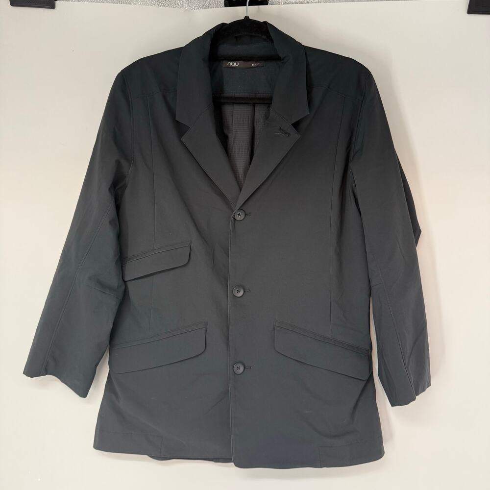 Nau Single Breasted Blazer Mens Med Black Long Sleeve Button Front Notch Lapel